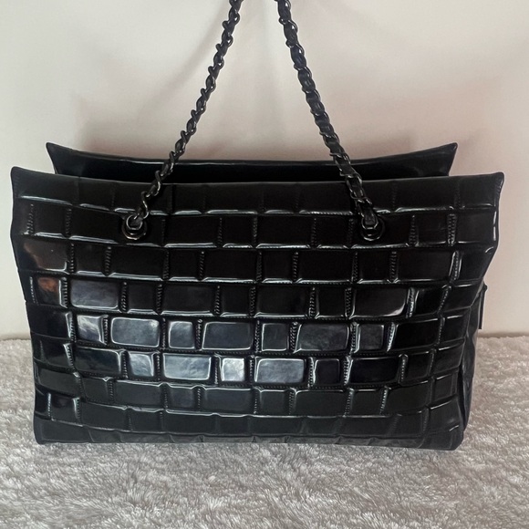 Chanel Black Quilted Vinyl Large Frozen Tote Bag - Picture 3 of 15